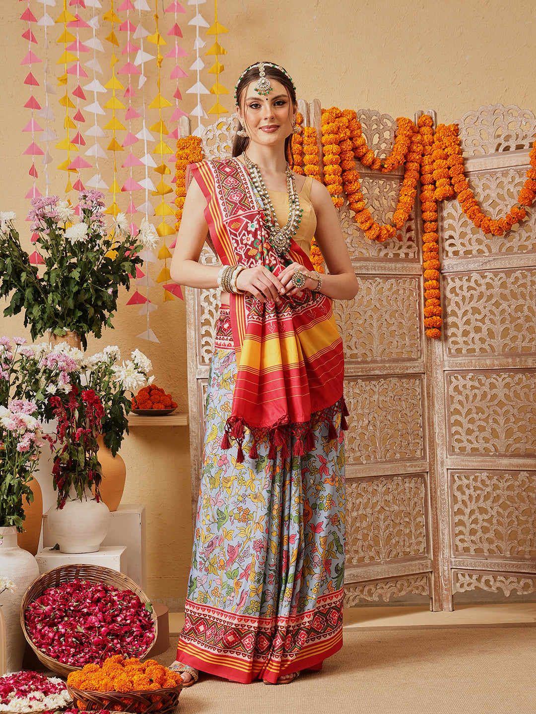 Kalamkari With Traditional Patola Printed Sarees