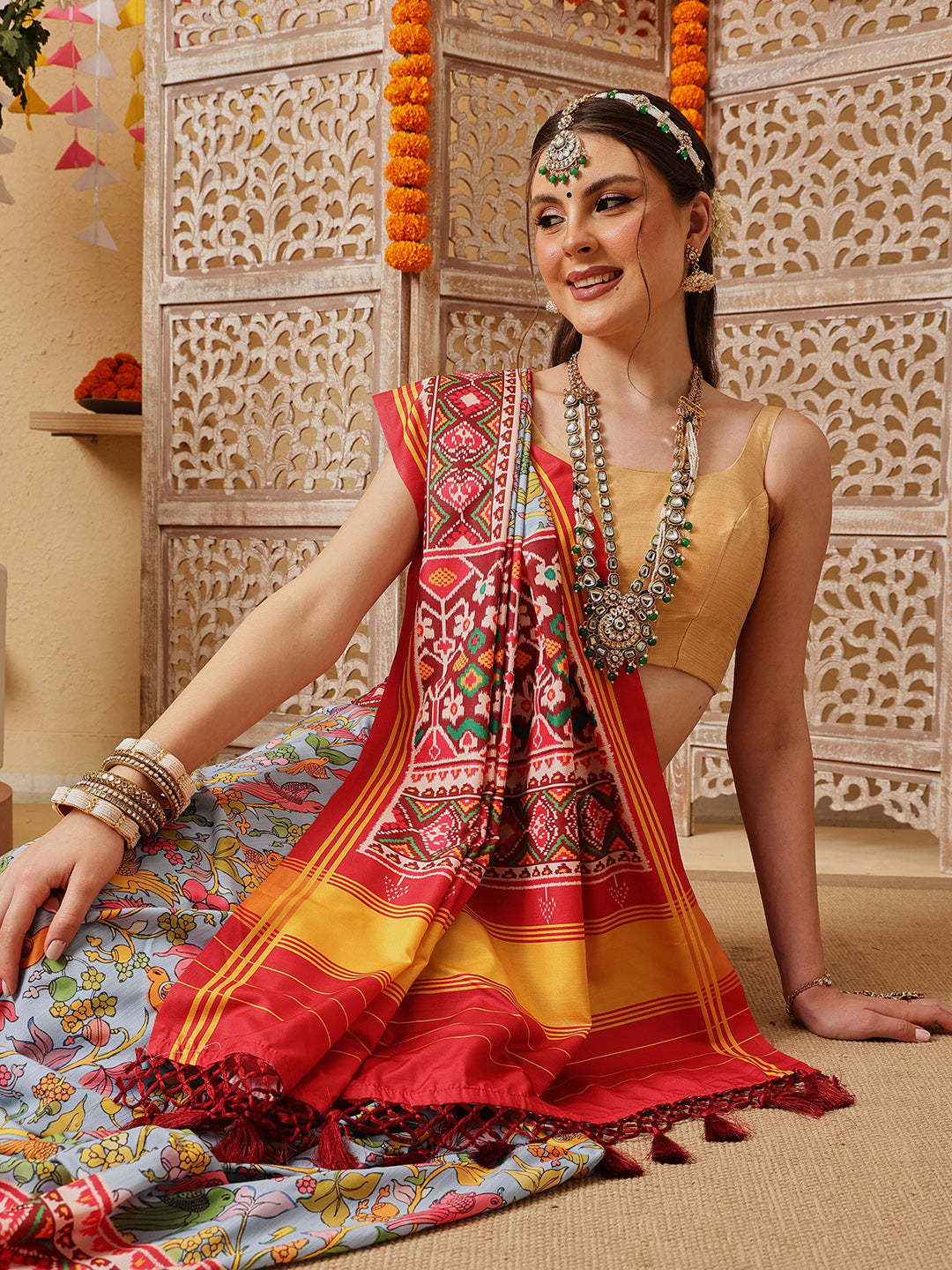 Kalamkari With Traditional Patola Printed Sarees