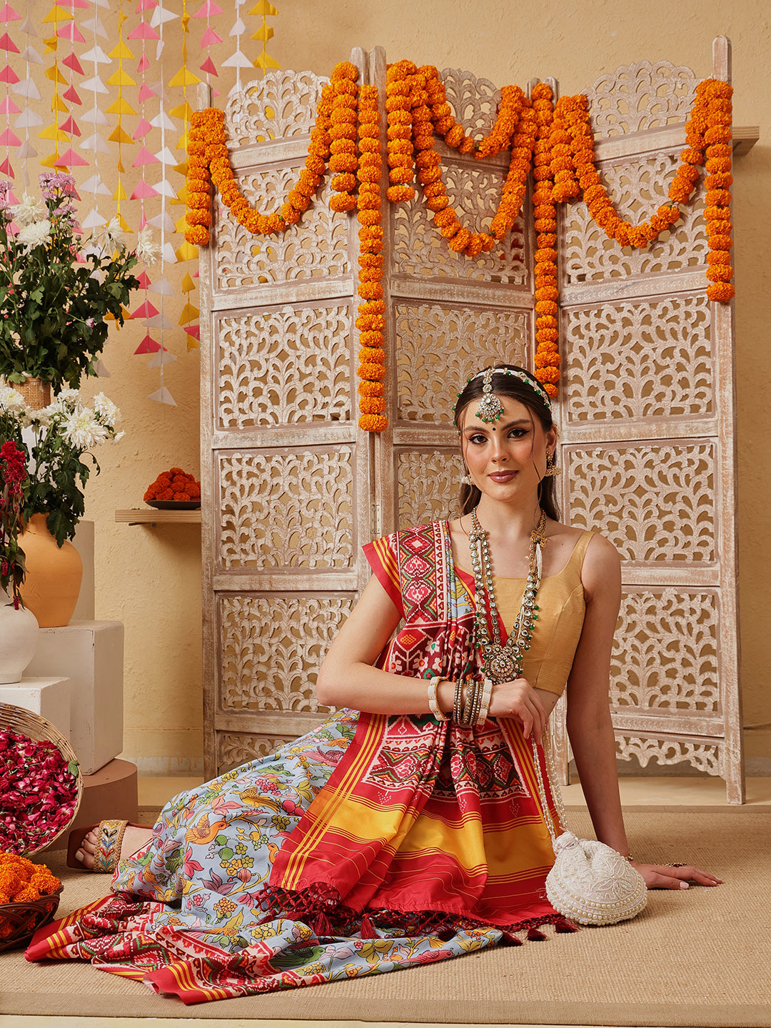 Kalamkari With Traditional Patola Printed Sarees