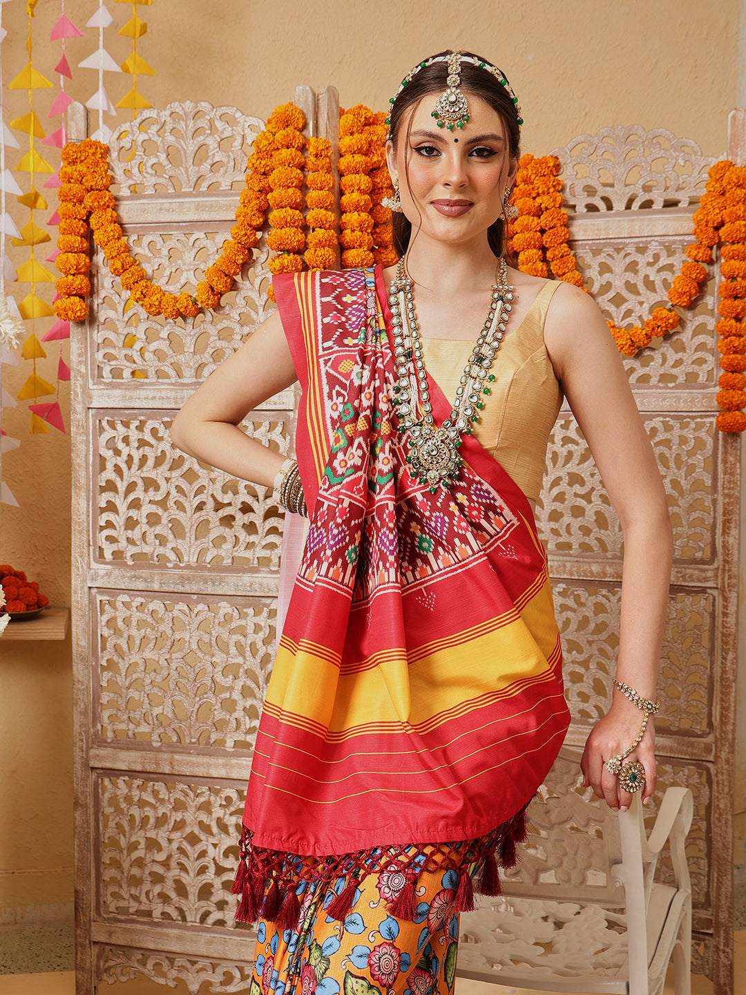 Kalamkari With Traditional Patola Printed Sarees