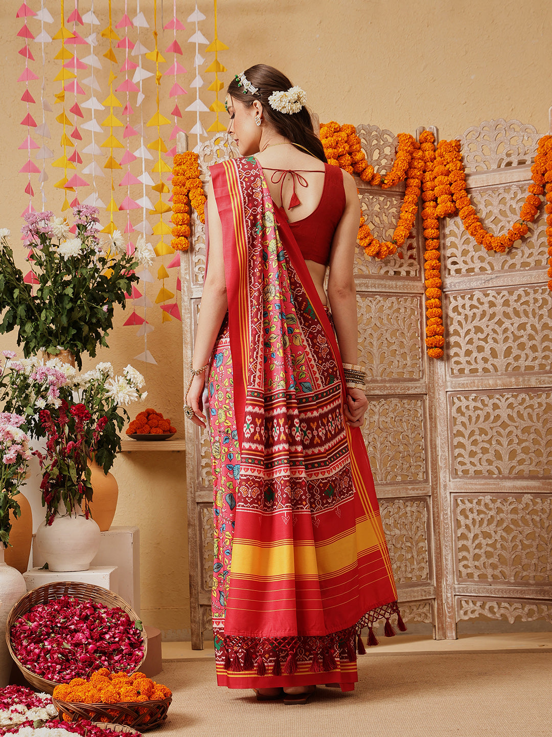 Kalamkari With Traditional Patola Printed Sarees