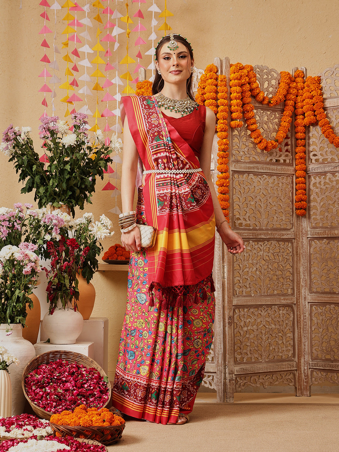 Kalamkari With Traditional Patola Printed Sarees