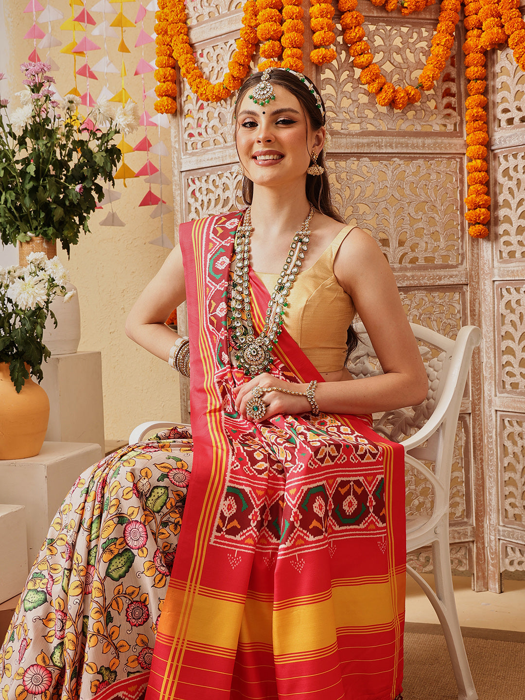 Kalamkari With Traditional Patola Printed Sarees