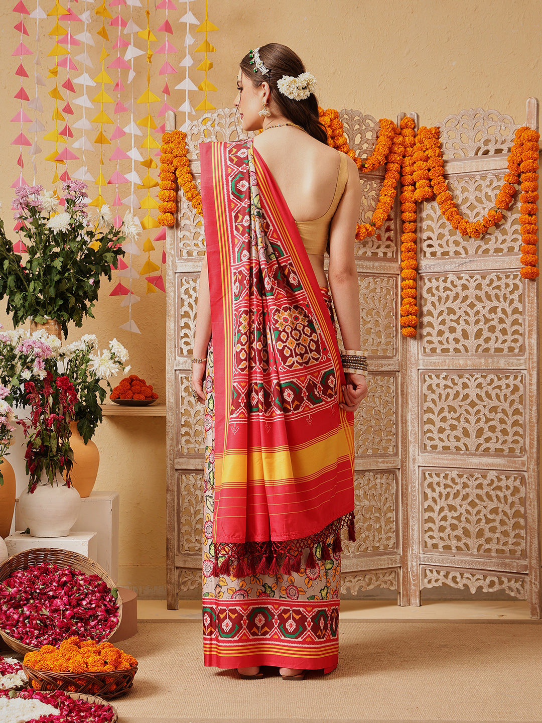 Kalamkari With Traditional Patola Printed Sarees