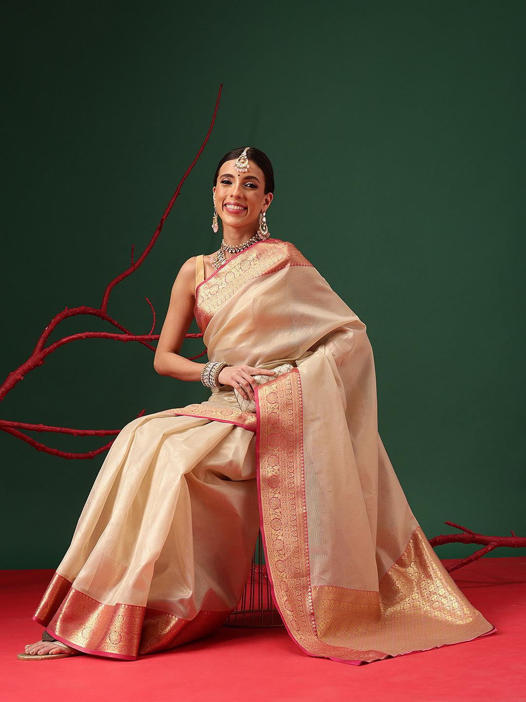 Banarasi Soft Crushed Tissue Silk Saree