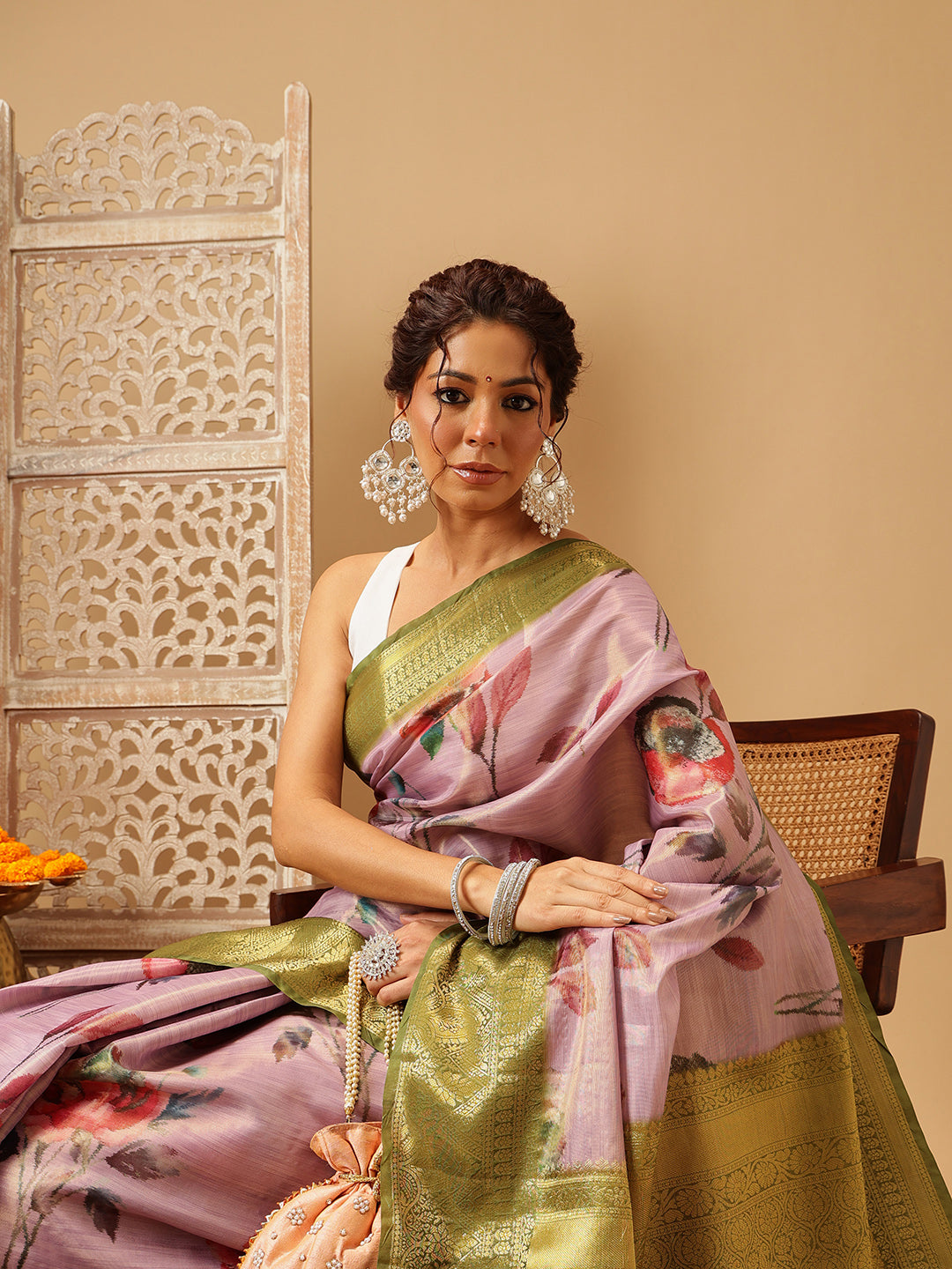 Banarasi Tissue Soft Silk Digital Printed Saree Woven Pallu & Blouse