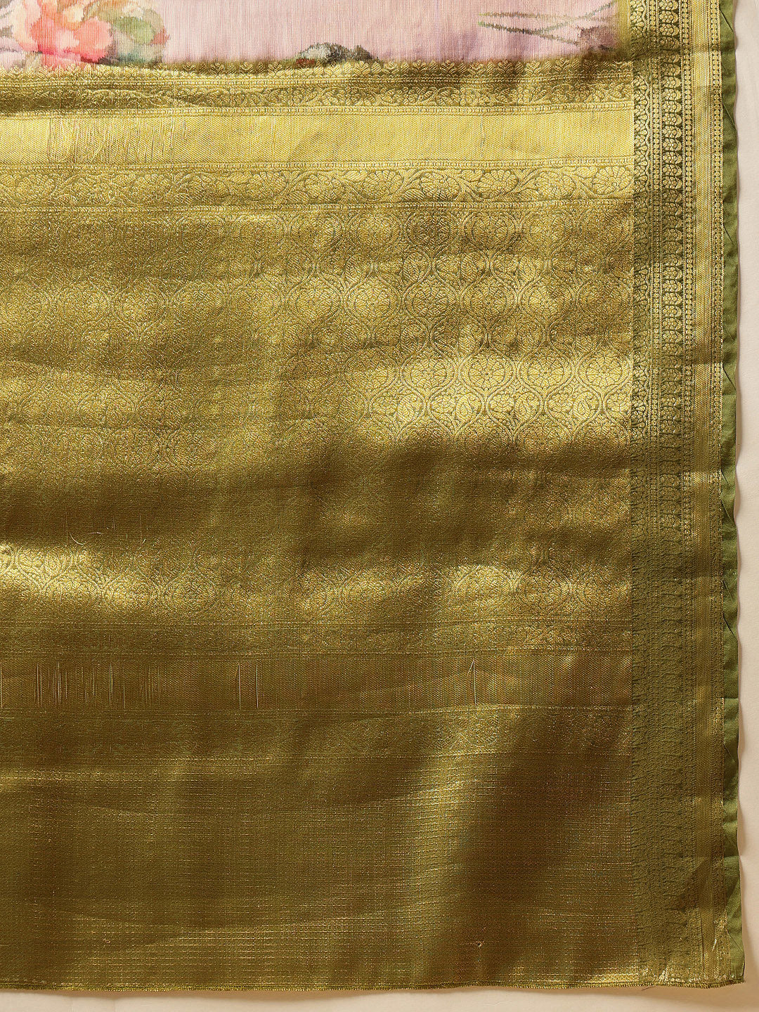 Banarasi Tissue Soft Silk Digital Printed Saree Woven Pallu & Blouse