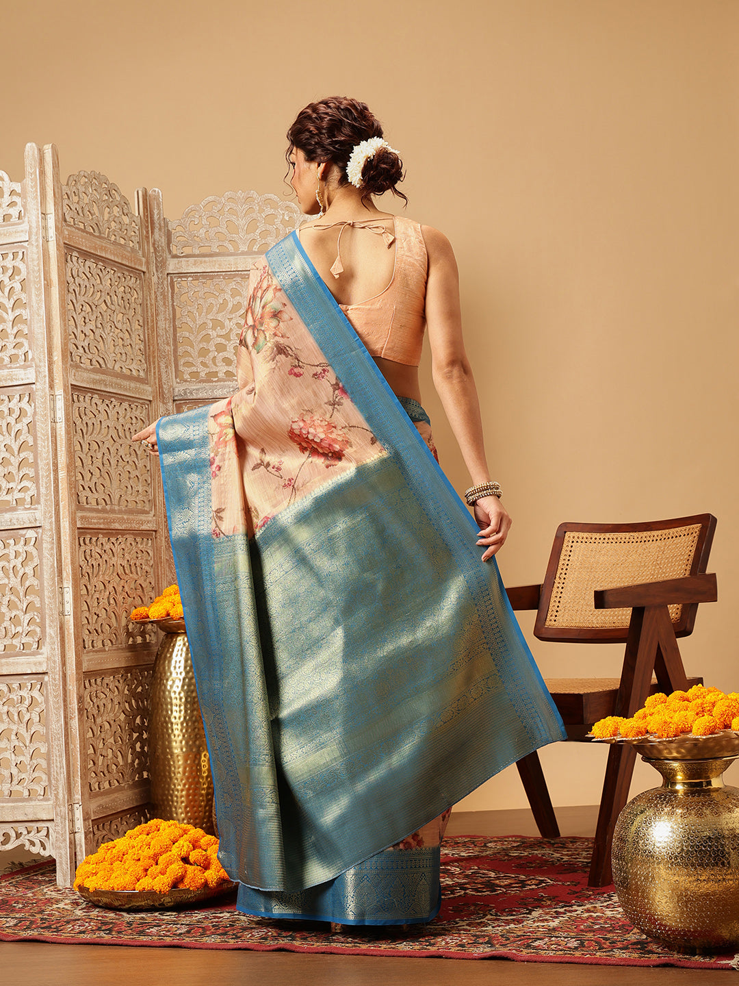 Banarasi Tissue Soft Silk Digital Printed Saree Woven Pallu & Blouse