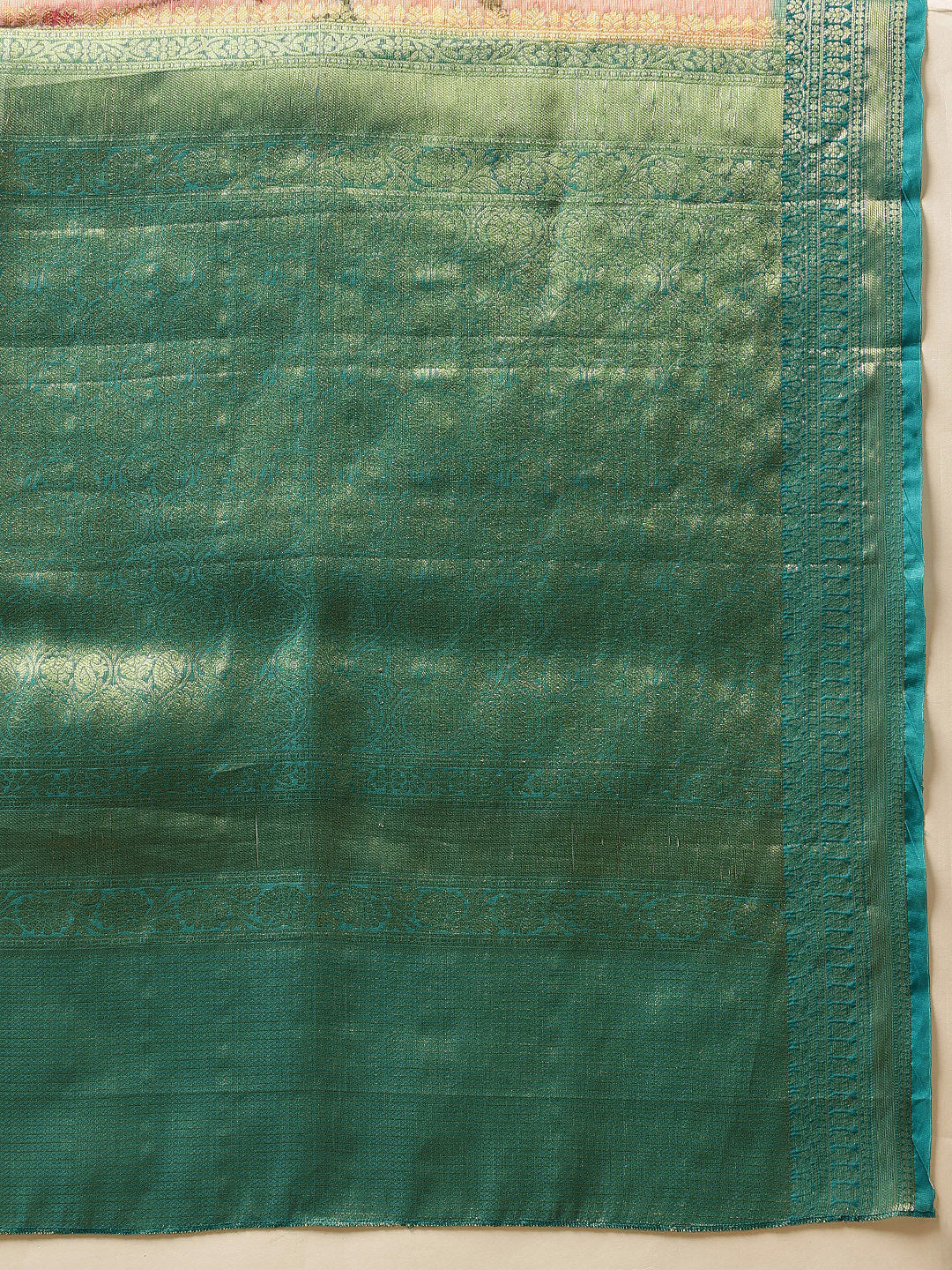 Banarasi Tissue Soft Silk Digital Printed Saree Woven Pallu & Blouse