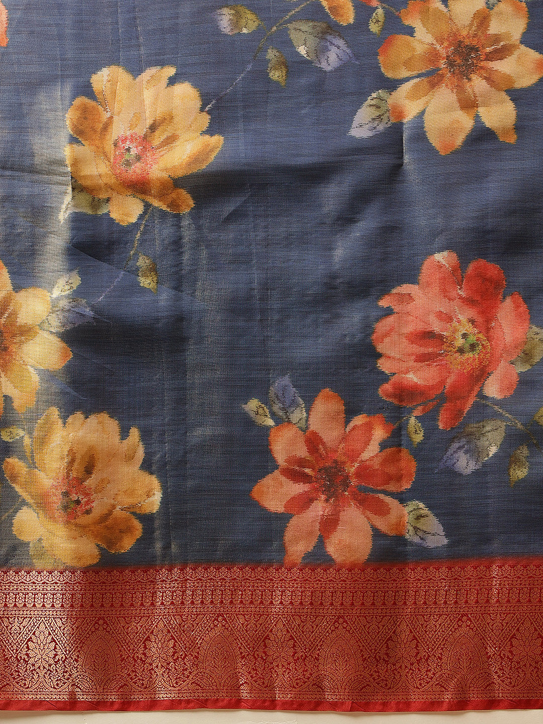 Crushed Tissue Silk Floral Digital Printed Saree