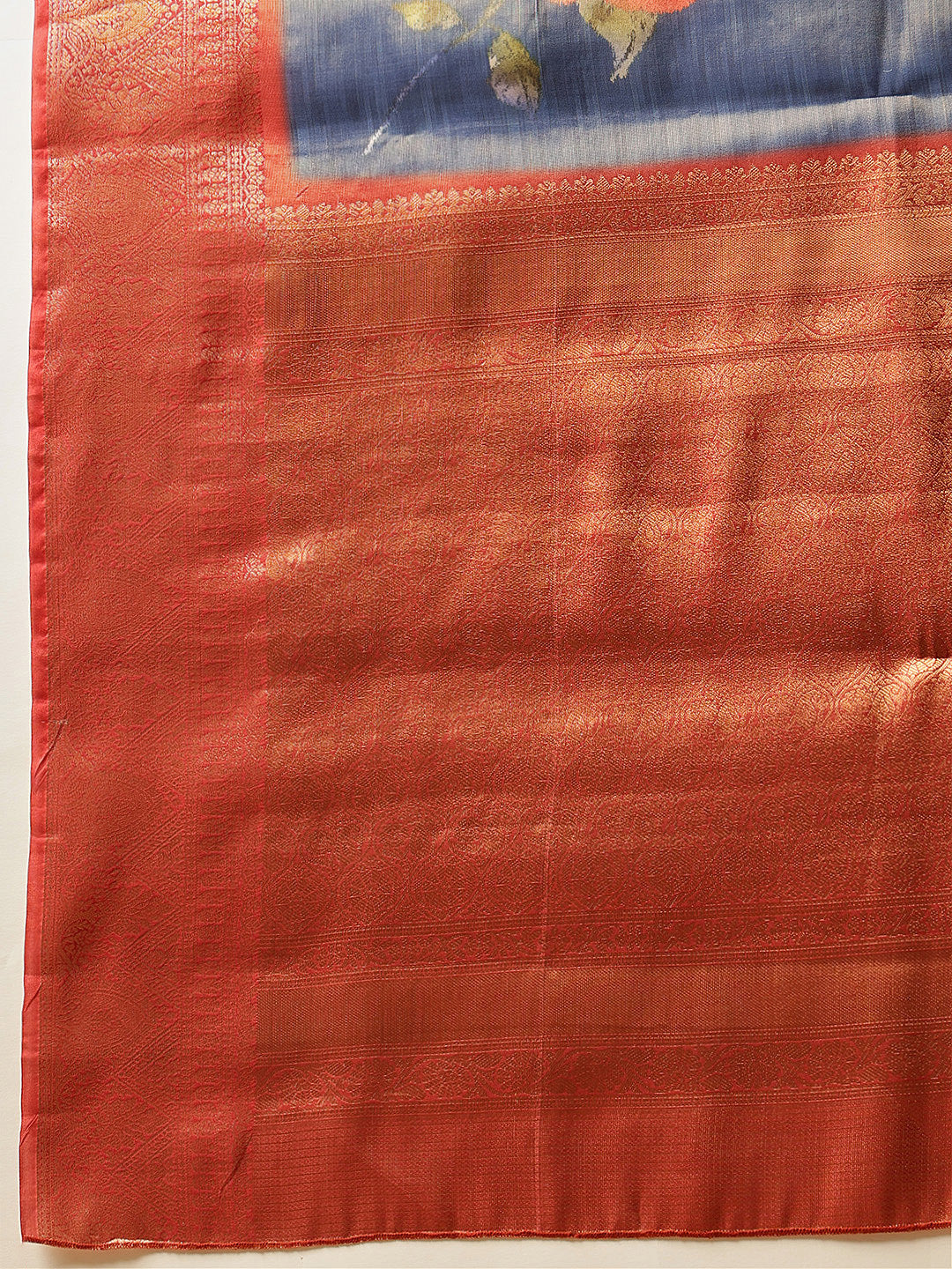 Crushed Tissue Silk Floral Digital Printed Saree