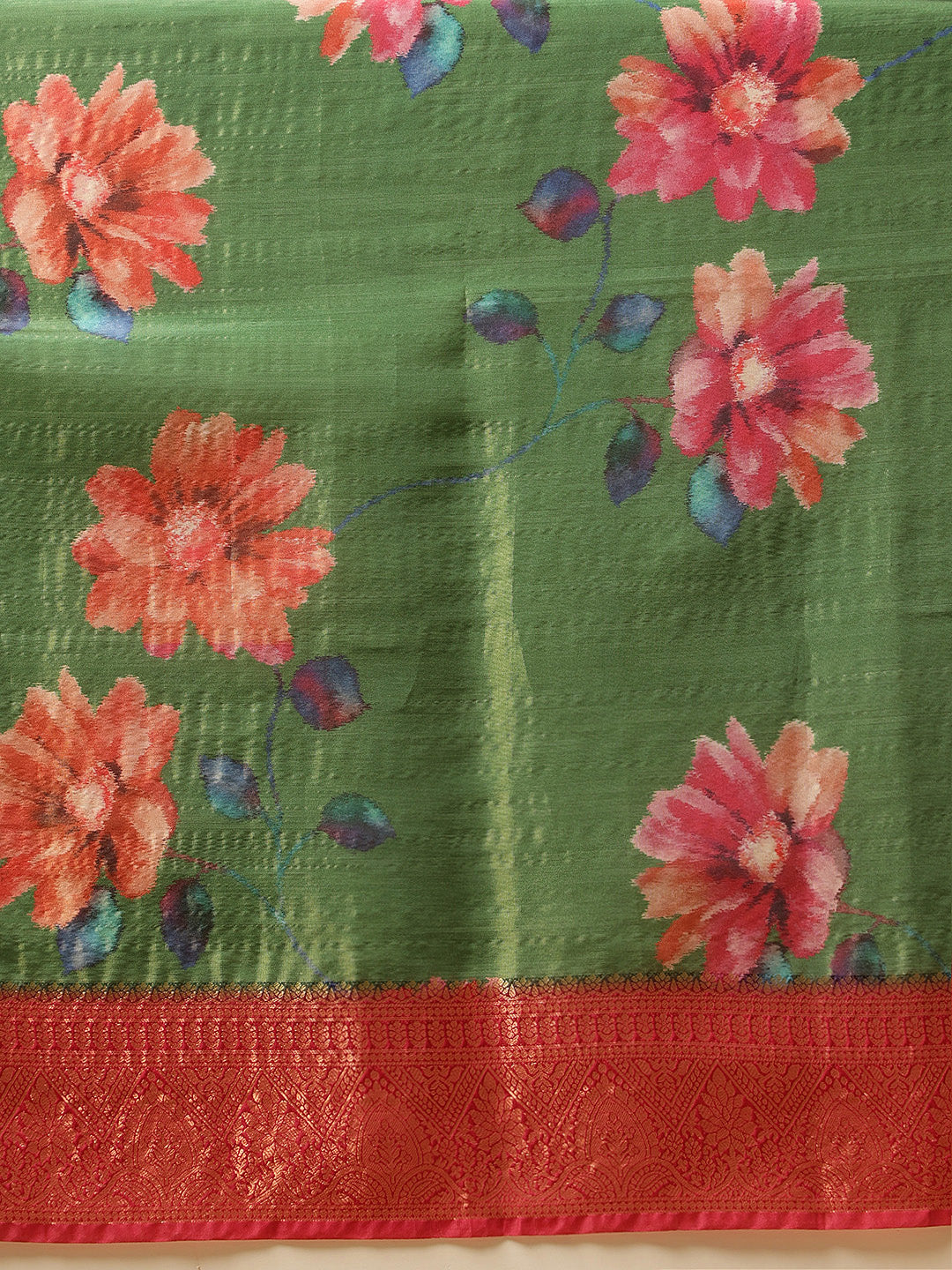 Crushed Tissue Silk Floral Digital Printed Saree