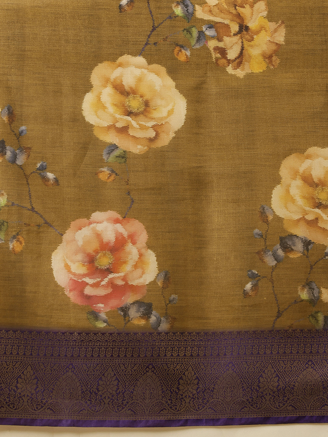 Crushed Tissue Silk Floral Digital Printed Saree