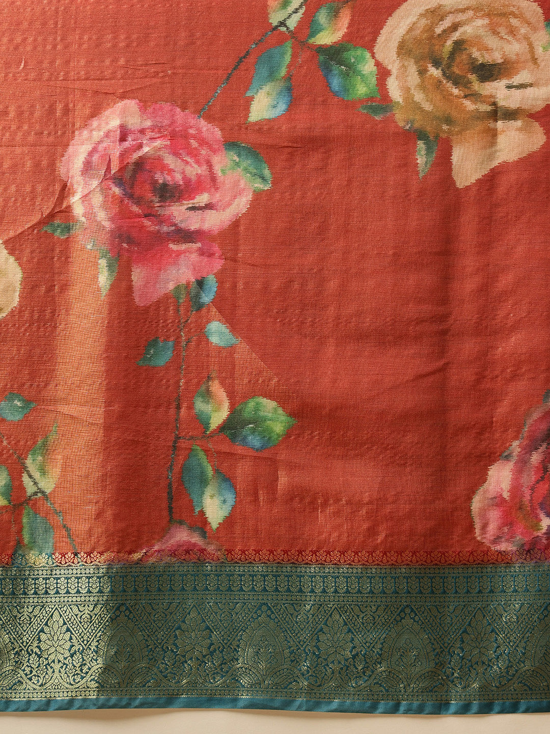 Crushed Tissue Silk Floral Digital Printed Saree