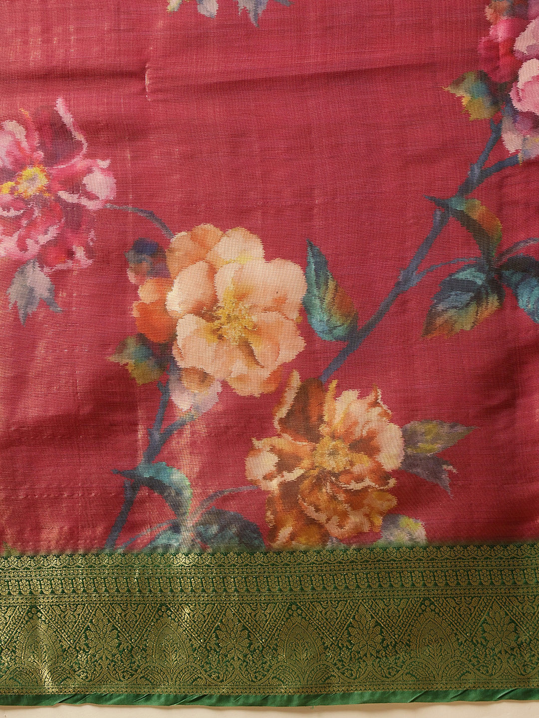 Crushed Tissue Silk Floral Digital Printed Saree