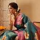 Crushed Tissue Silk Floral Digital Printed Saree