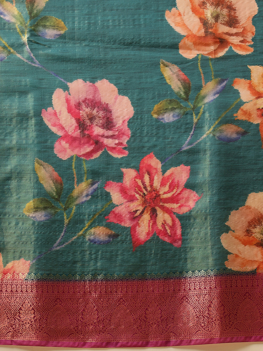 Crushed Tissue Silk Floral Digital Printed Saree