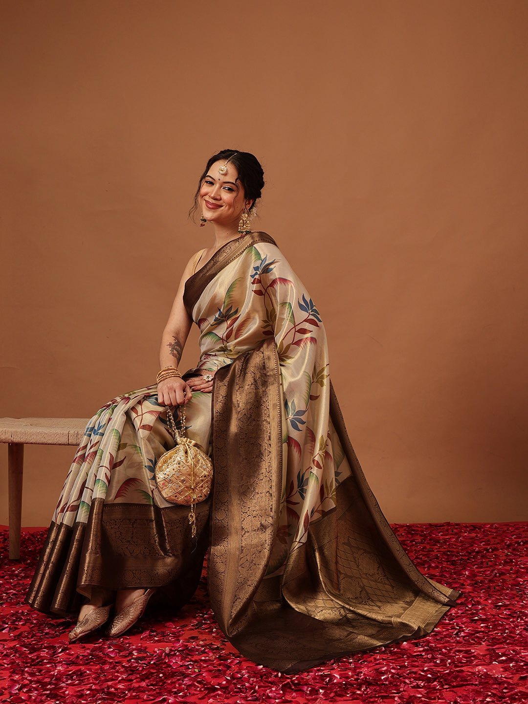 Banarasi Soft Silk Zari Tissue With Digital Printed Saree