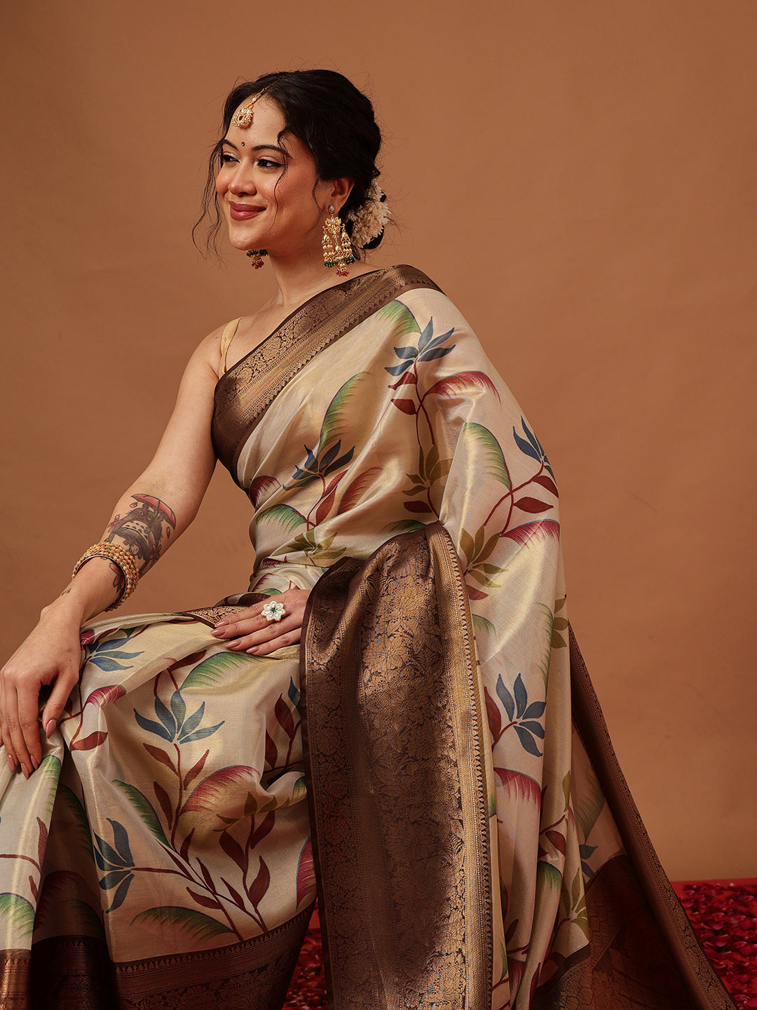 Banarasi Soft Silk Zari Tissue With Digital Printed Saree