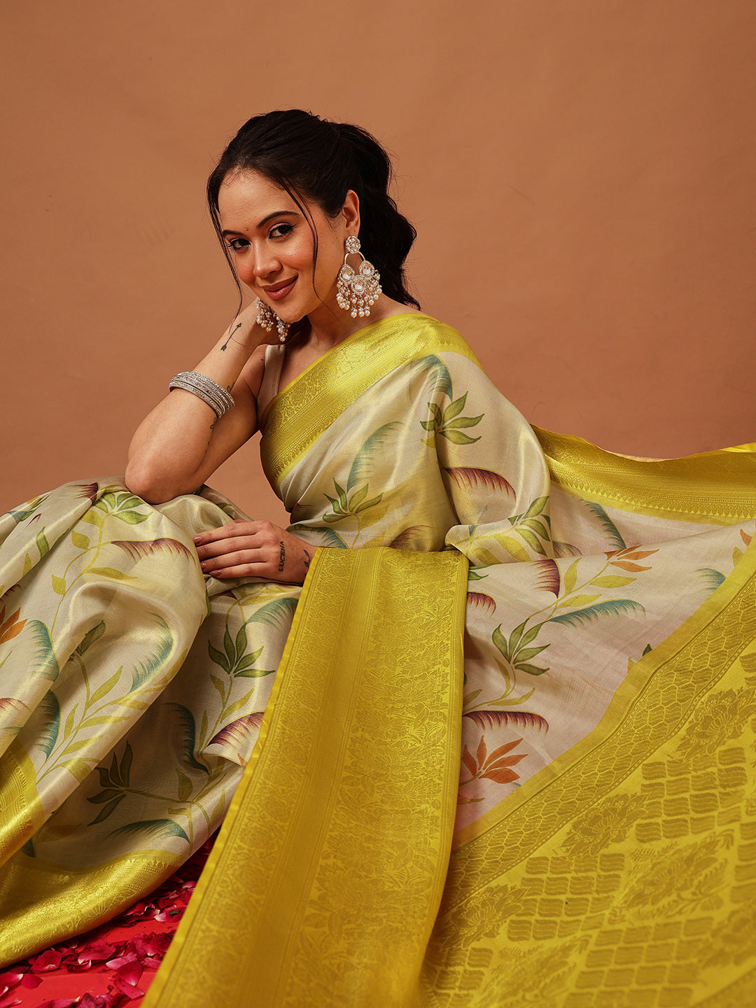 Banarasi Soft Silk Zari Tissue With Digital Printed Saree