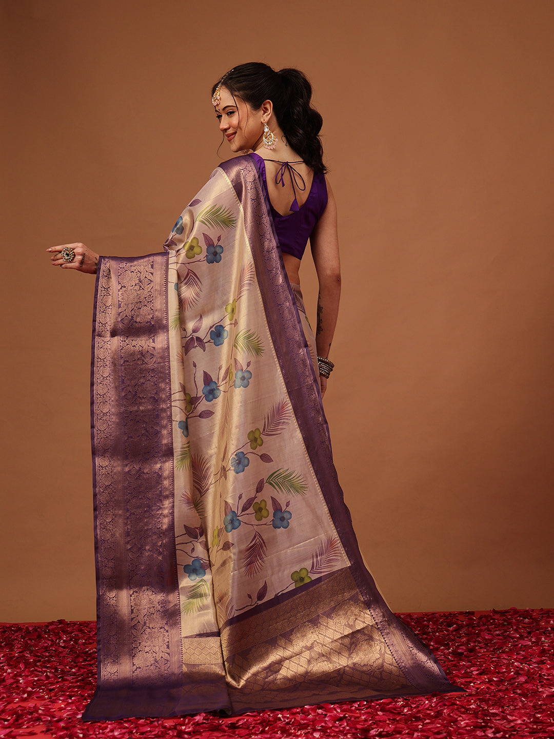 Banarasi Soft Silk Zari Tissue With Digital Printed Saree