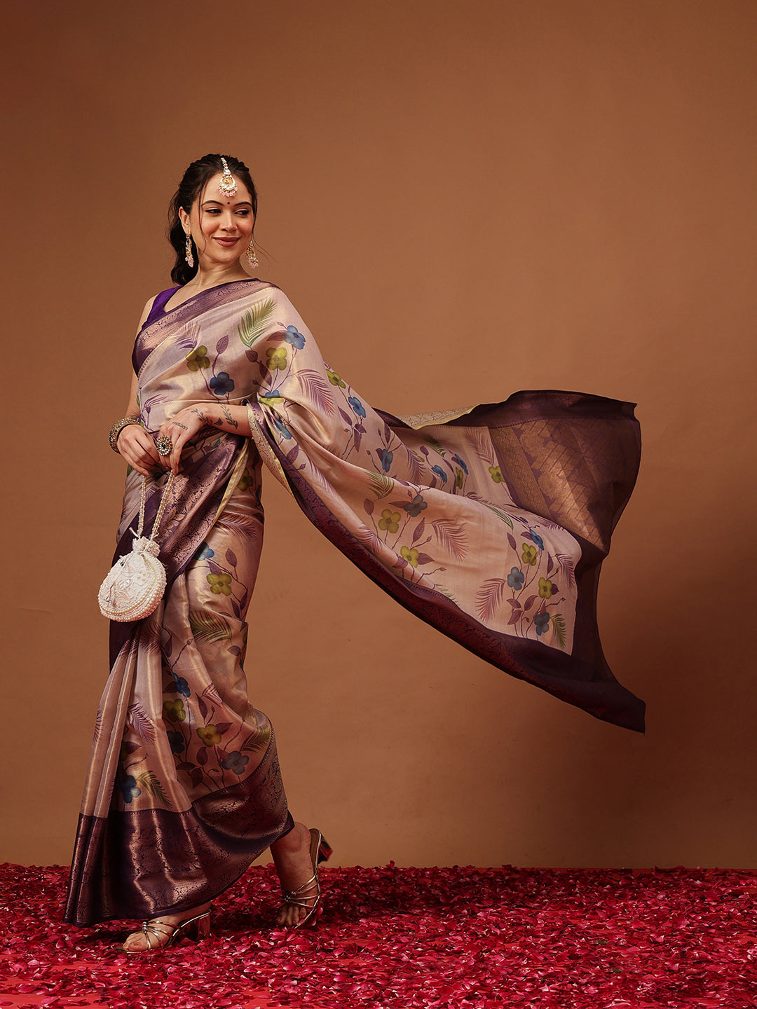 Banarasi Soft Silk Zari Tissue With Digital Printed Saree