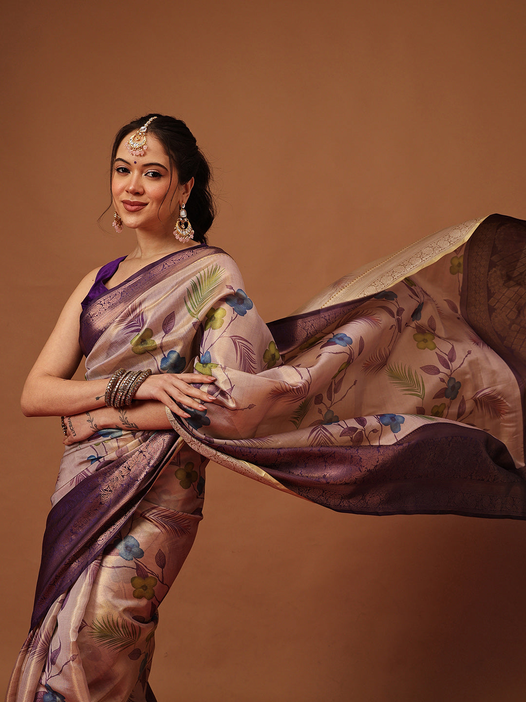 Banarasi Soft Silk Zari Tissue With Digital Printed Saree