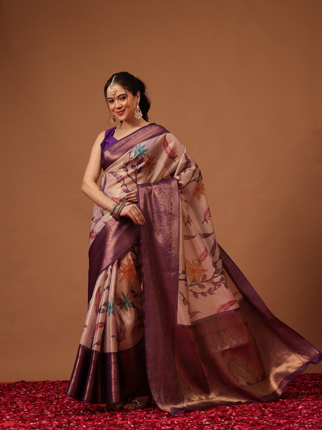 Banarasi Soft Silk Zari Tissue With Digital Printed Saree