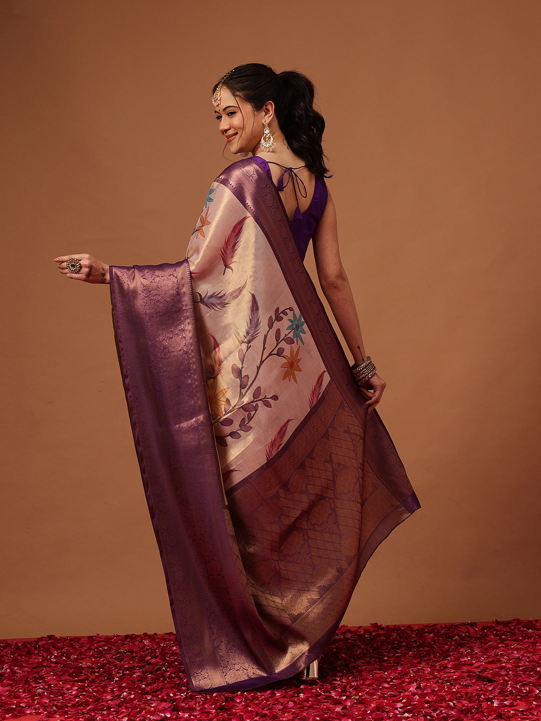 Banarasi Soft Silk Zari Tissue With Digital Printed Saree
