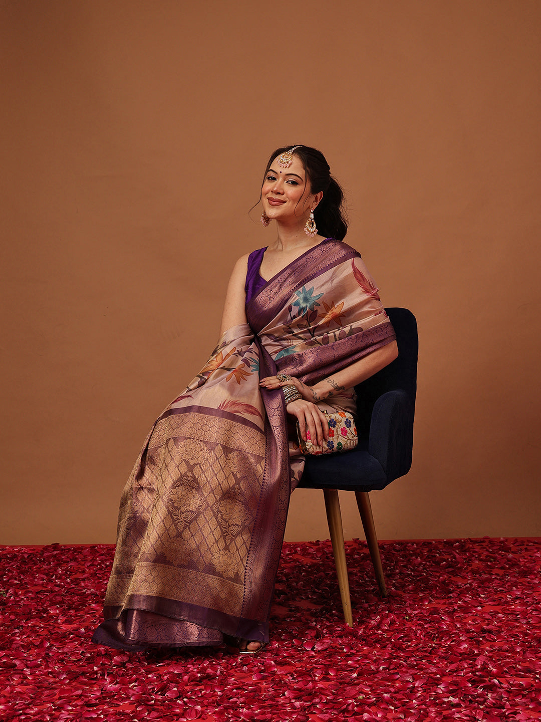 Banarasi Soft Silk Zari Tissue With Digital Printed Saree