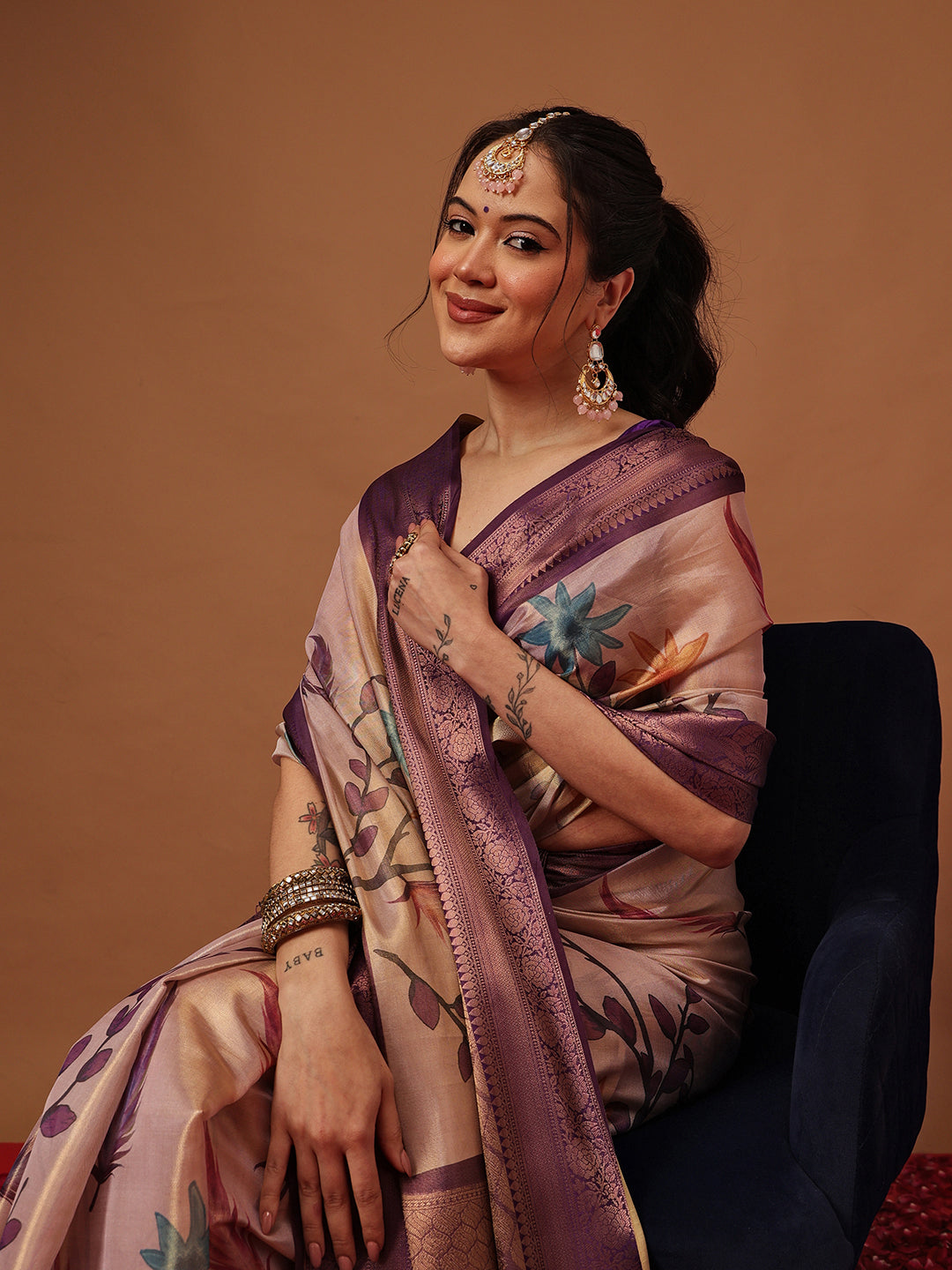 Banarasi Soft Silk Zari Tissue With Digital Printed Saree