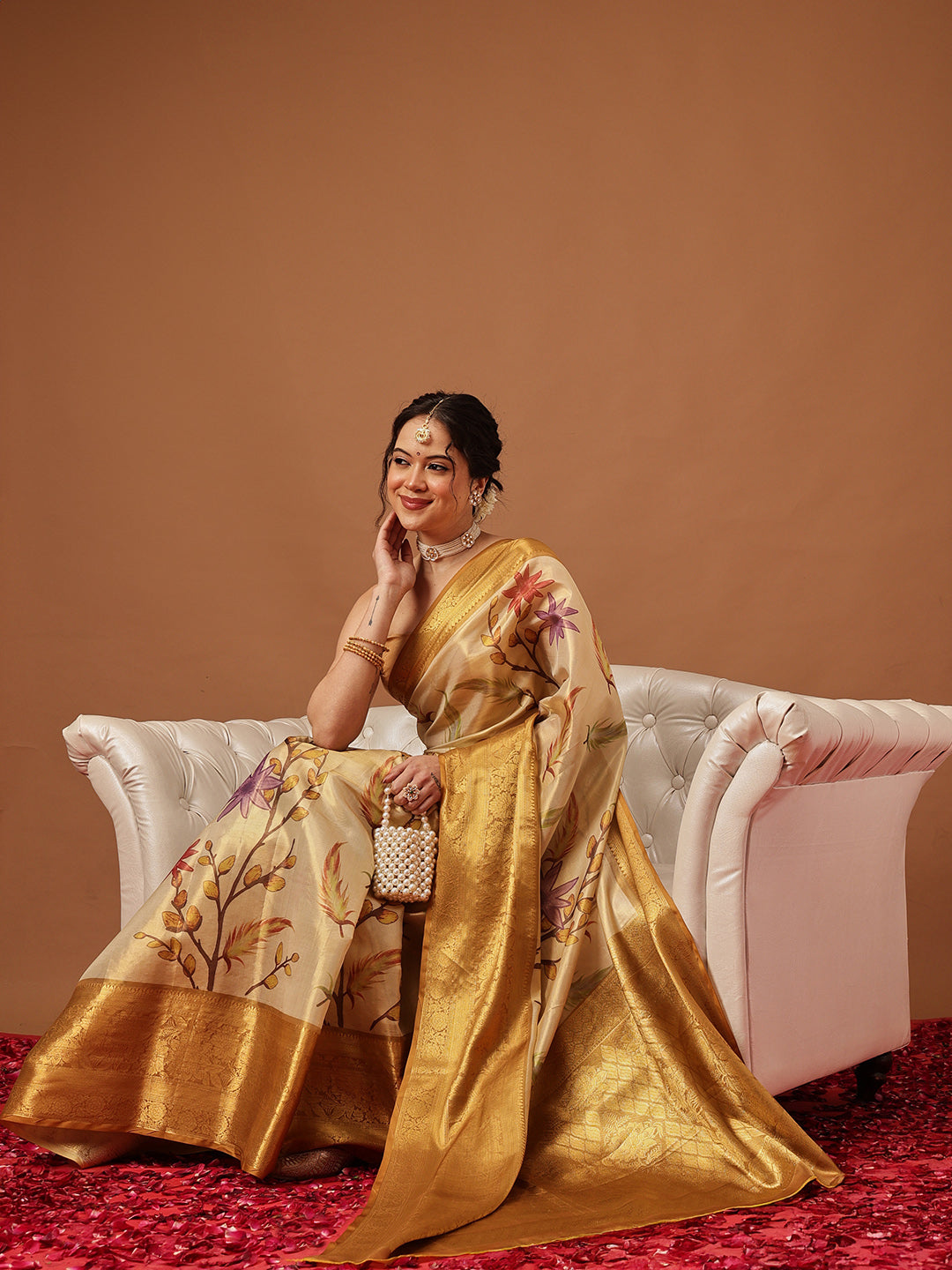 Banarasi Soft Silk Zari Tissue With Digital Printed Saree