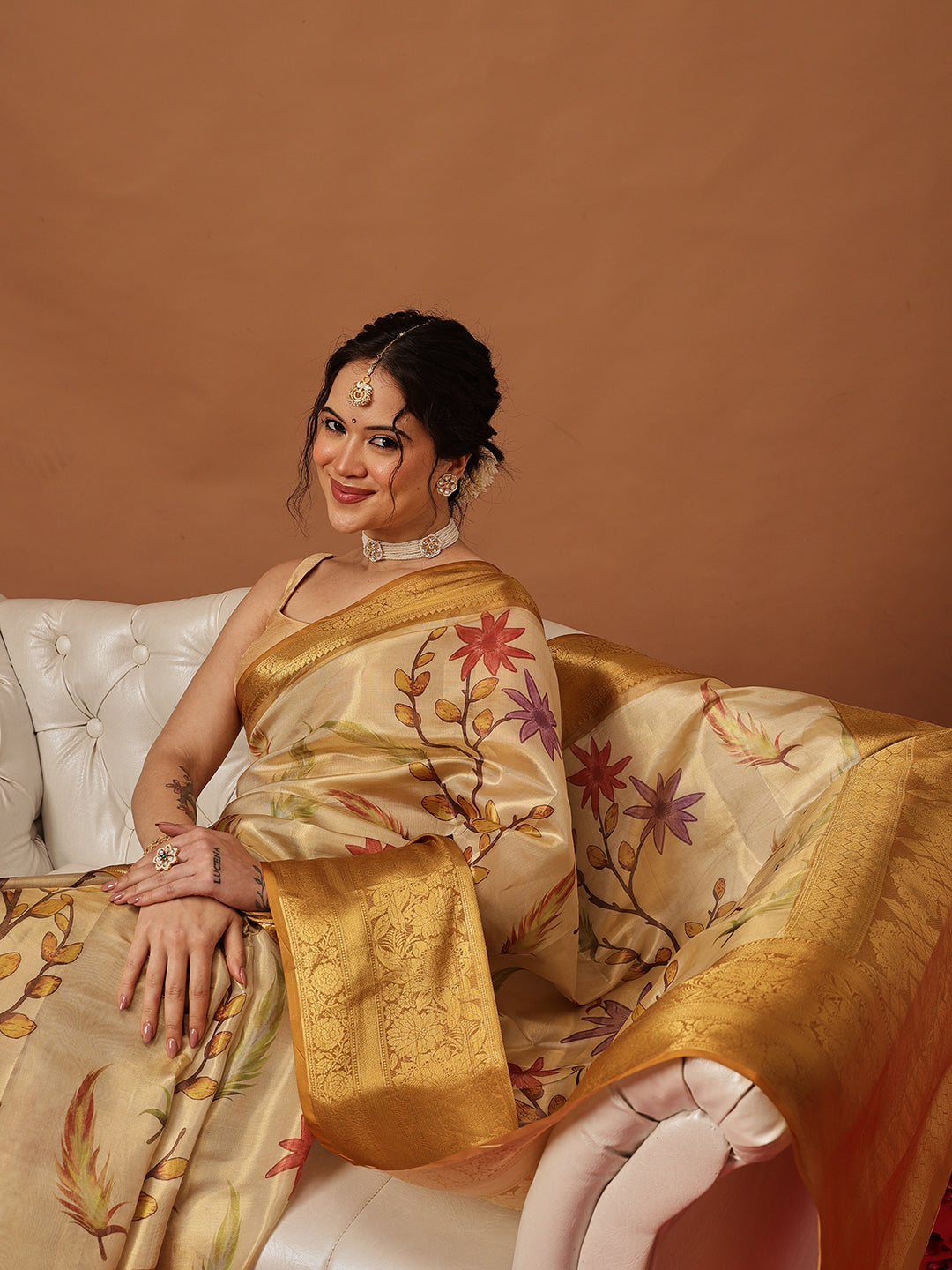 Banarasi Soft Silk Zari Tissue With Digital Printed Saree