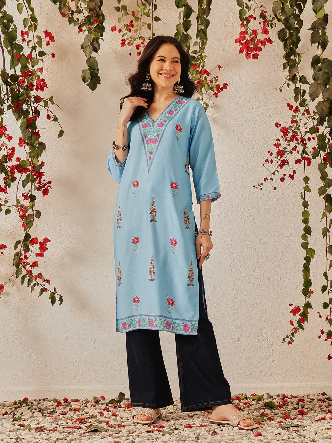 Women's Cotton Printed Straight Kurta