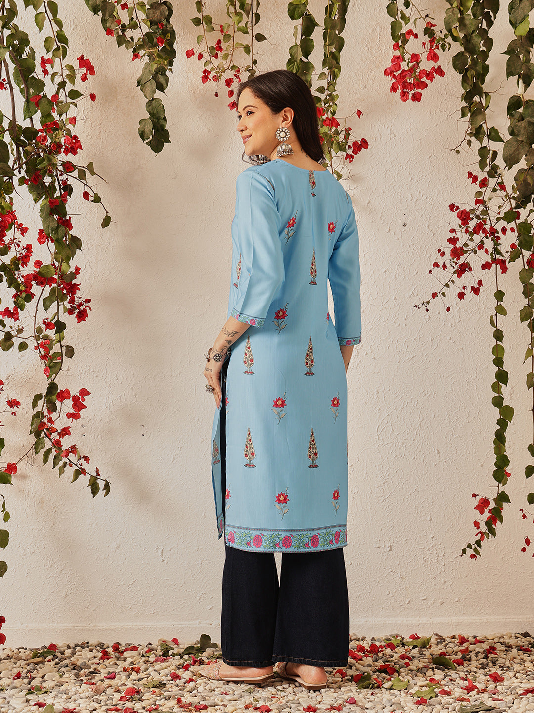 Women's Cotton Printed Straight Kurta