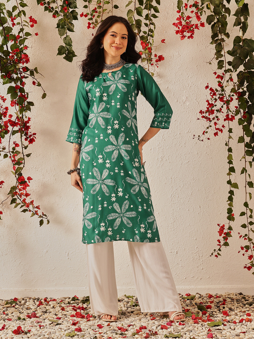 Women's Cotton Printed Straight Kurta