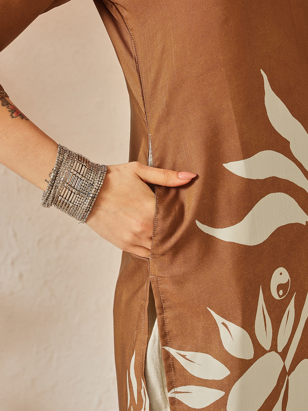 Women's Rayon Cotton Slub Regular Straight Printed Kurta