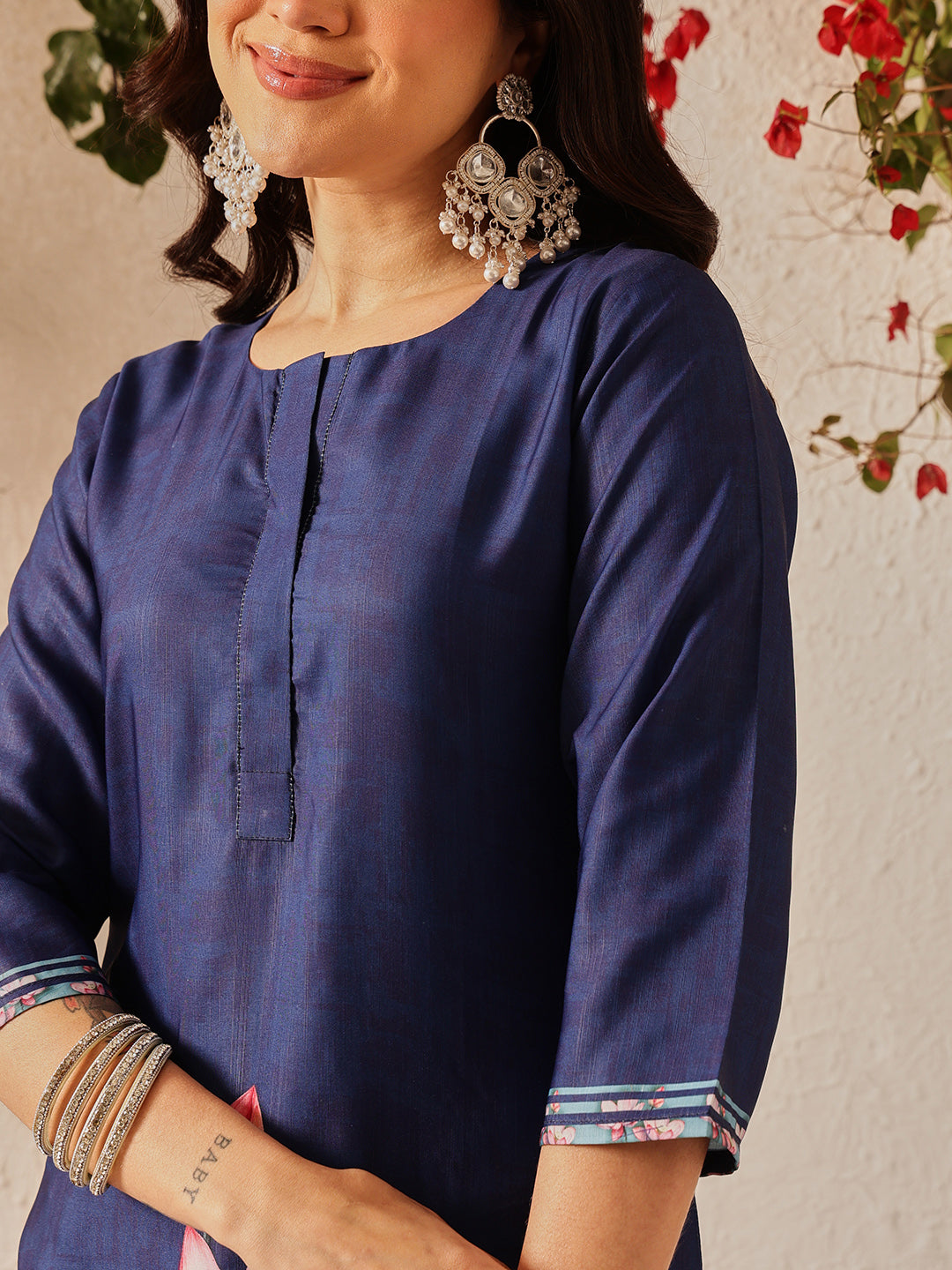 Women's Rayon Cotton Slub Regular Straight Printed Kurta