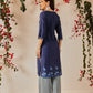 Women's Rayon Cotton Slub Regular Straight Printed Kurta