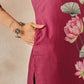 Women's Rayon Cotton Slub Regular Straight Printed Kurta