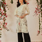 Women's Rayon Cotton Slub Regular Straight Printed Kurta