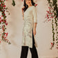 Women's Rayon Cotton Slub Regular Straight Printed Kurta