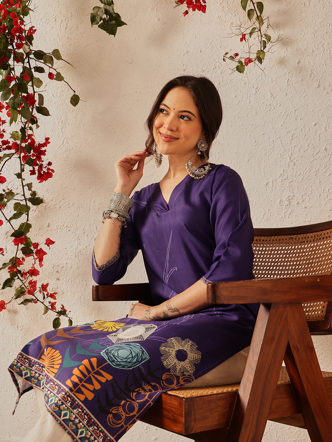 Women's Rayon Blend Straight Printed Kurta