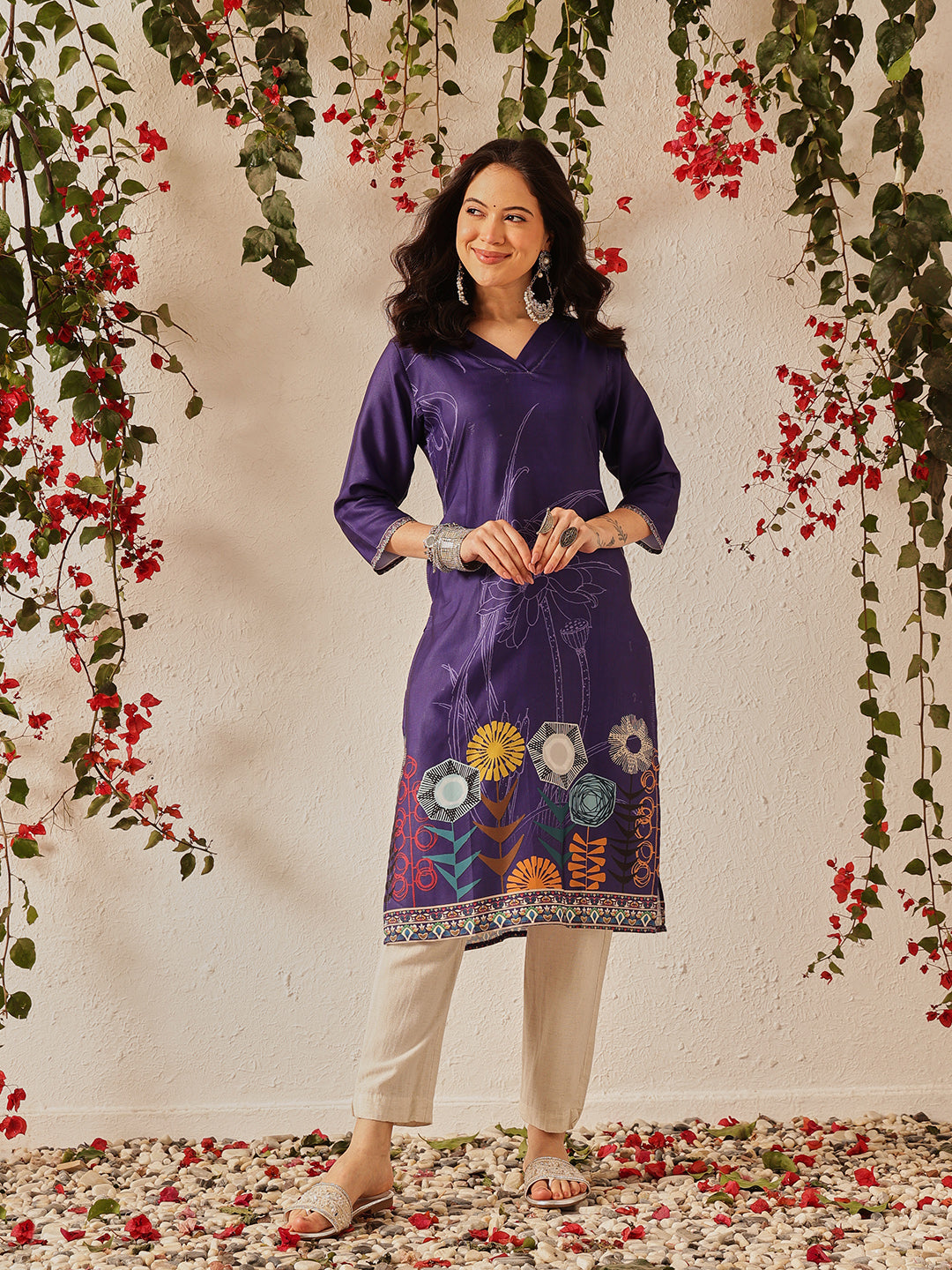 Women's Rayon Blend Straight Printed Kurta