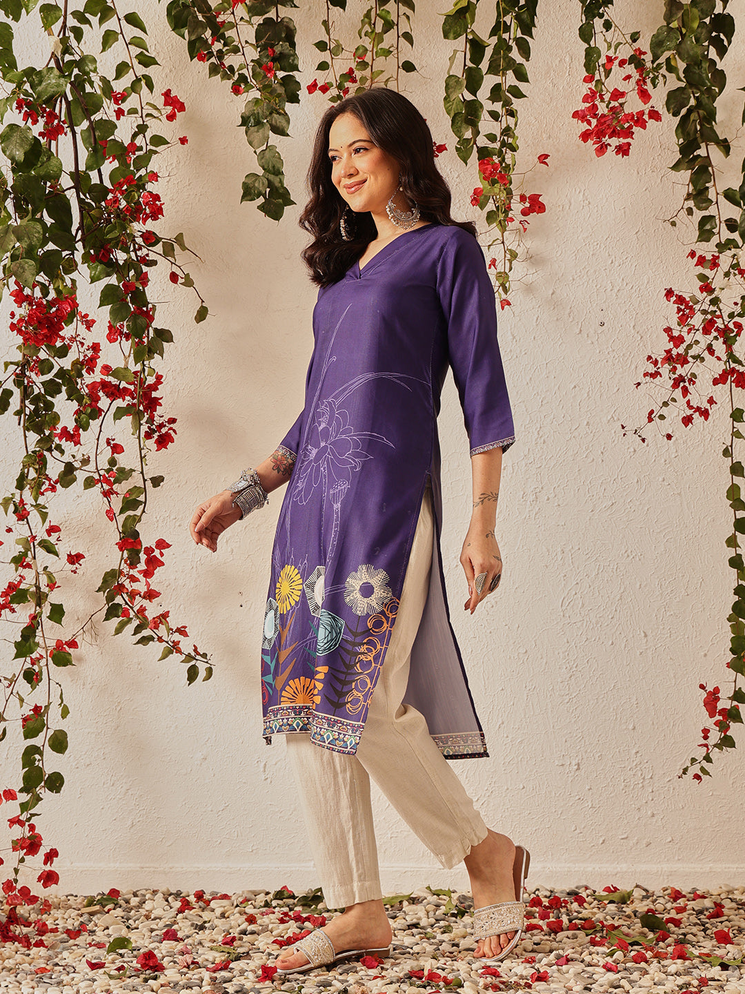 Women's Rayon Blend Straight Printed Kurta