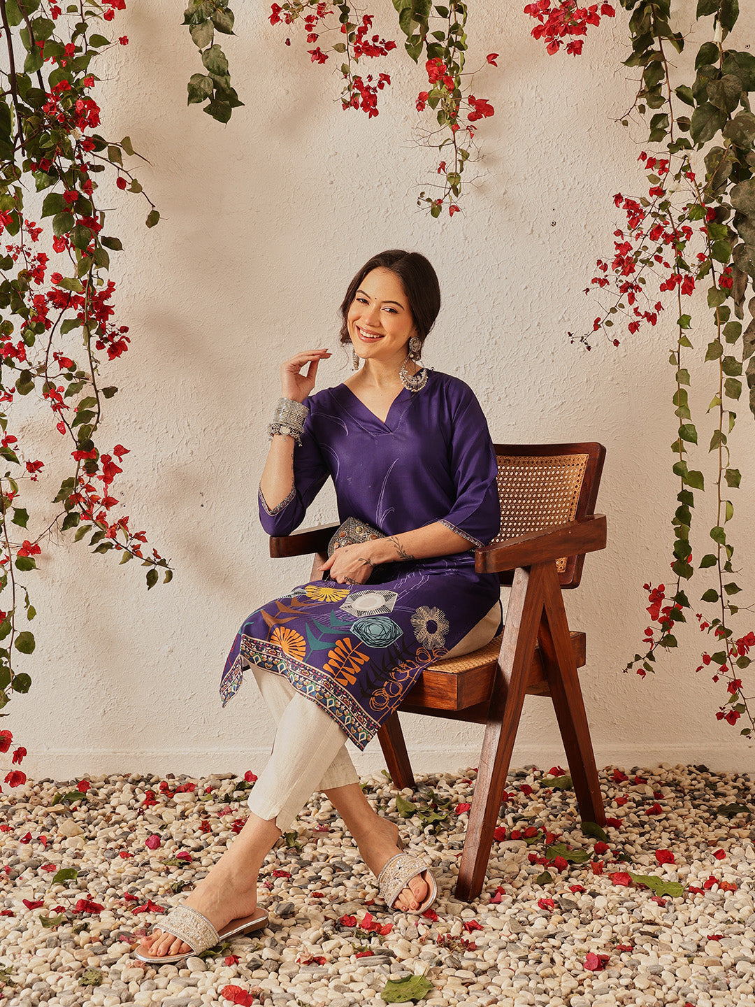 Women's Rayon Blend Straight Printed Kurta