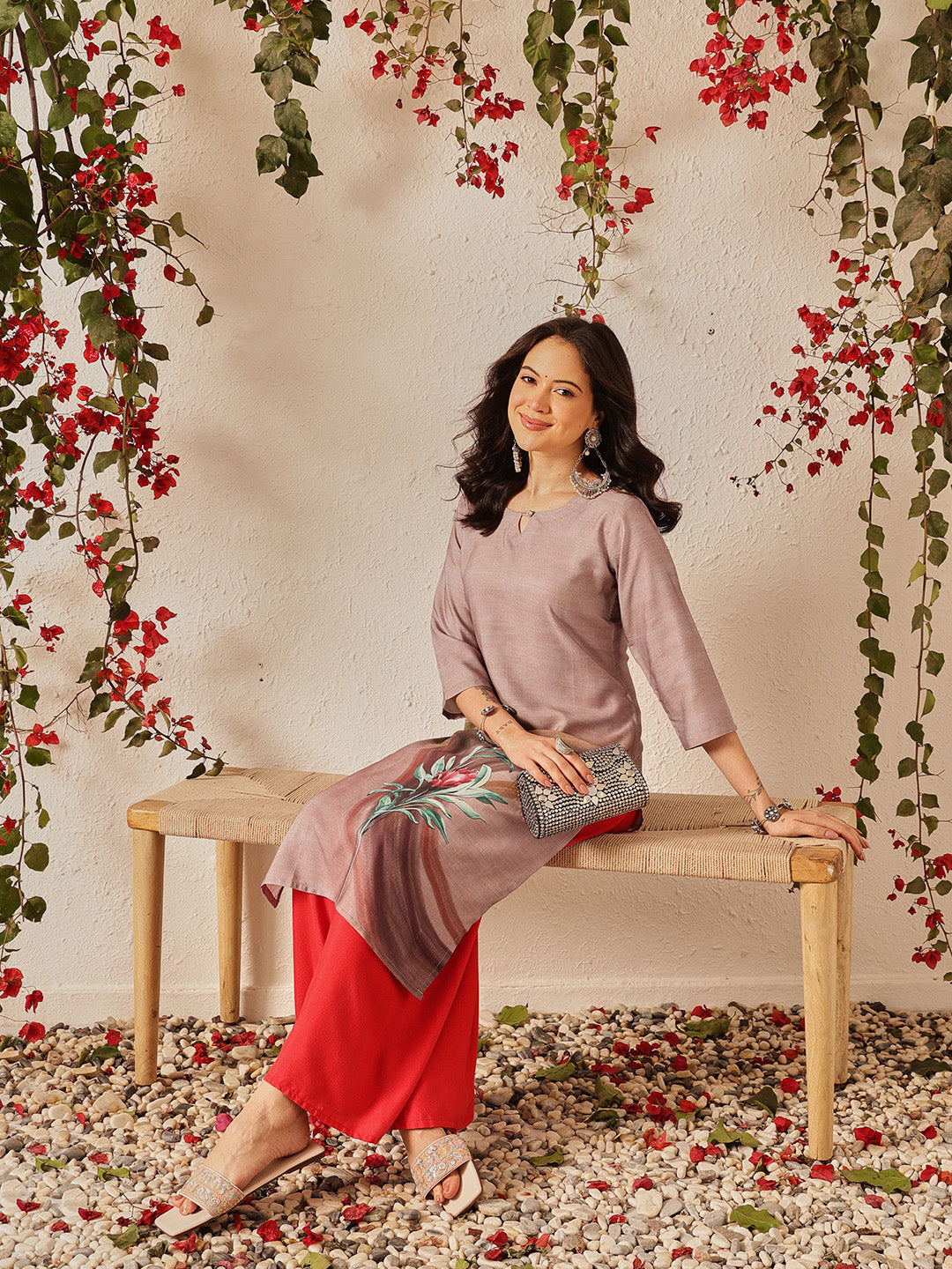 Women's Rayon Blend Straight Printed Kurta