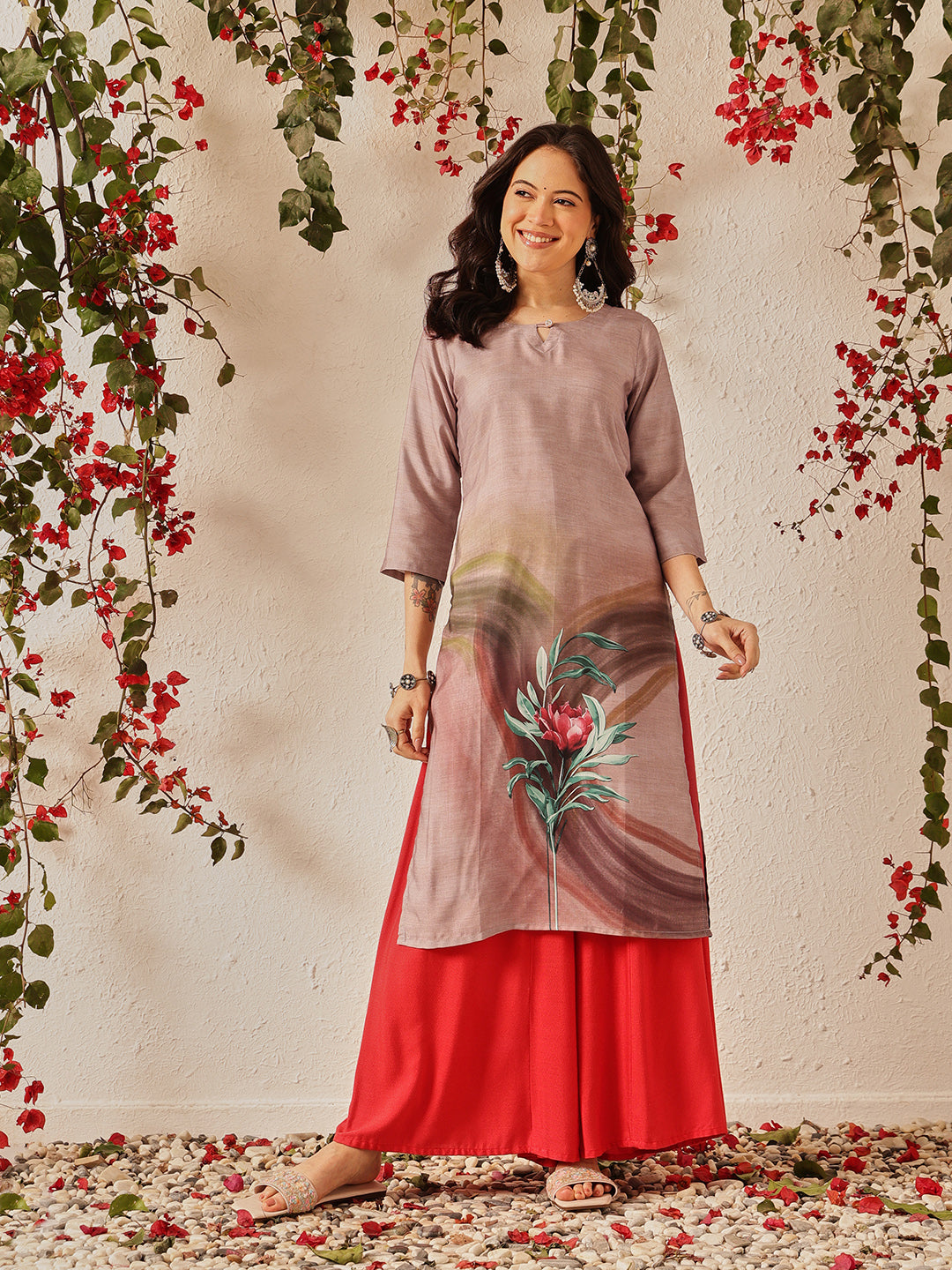 Women's Rayon Blend Straight Printed Kurta