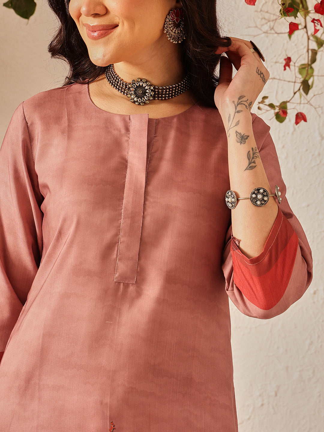 Women's Cotton Rayon Floral Straight Long Kurti