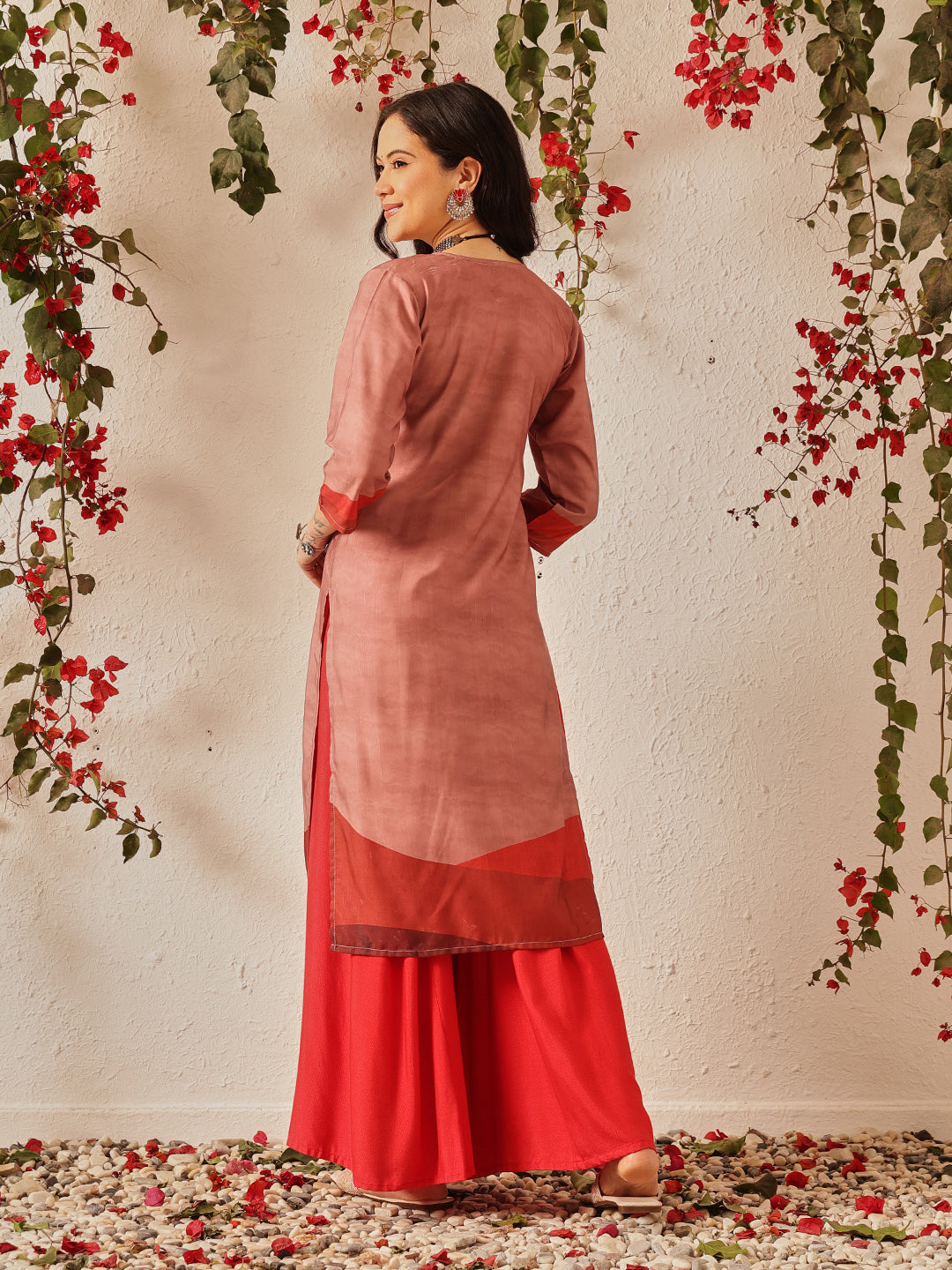 Women's Cotton Rayon Floral Straight Long Kurti